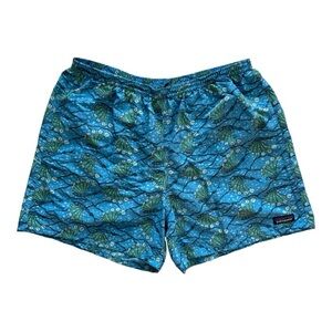 Patagonia Mens Large 5” Inseam Baggies Shorts Lined Hexy Fish Radar Blue Flying